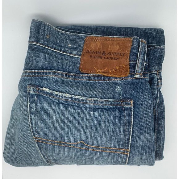 Denim & Supply Ralph Lauren PatchJeans33x30 (36x29) Blue Slim Fit Button Fly